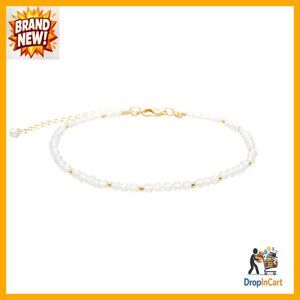 Dainty Anklet Bracelet with Real Healing Stones Adjustable Boho Chic Minimal